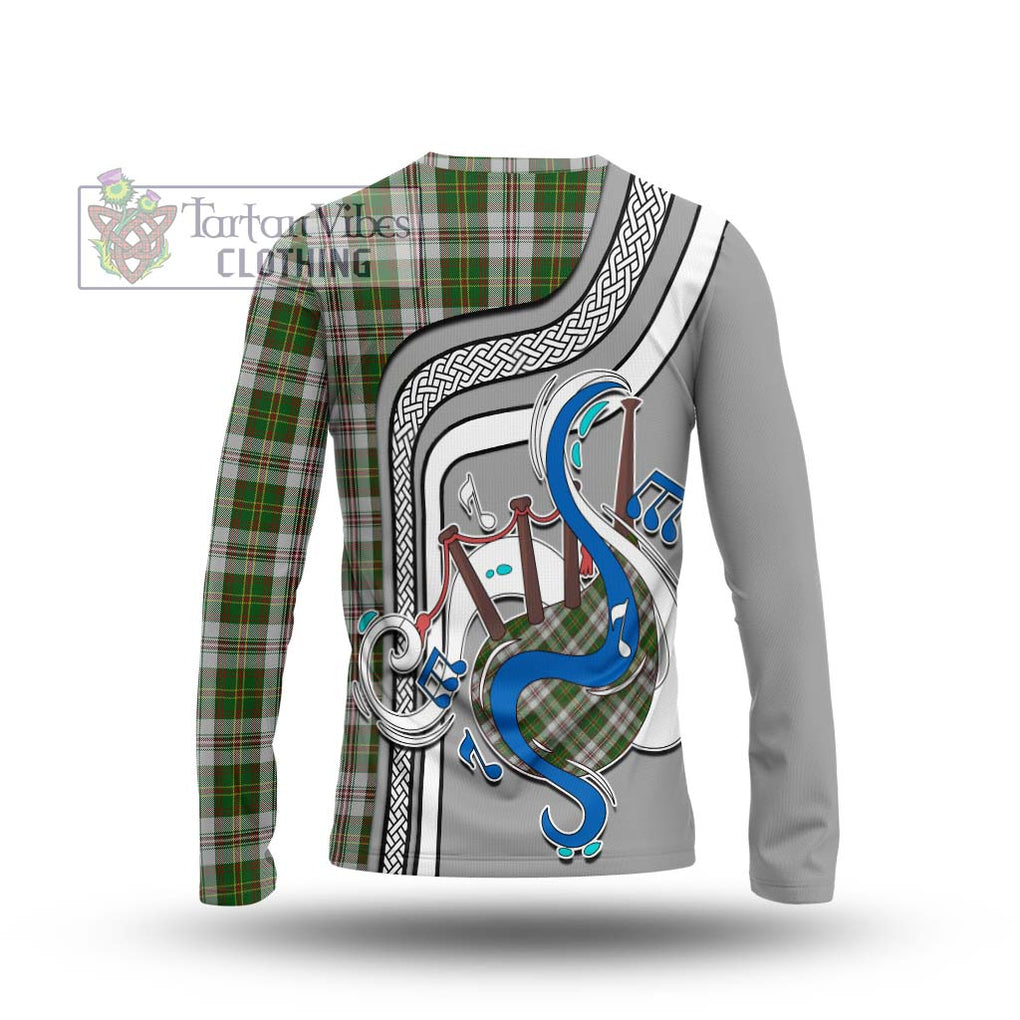 Tartan Vibes Clothing Hay White Dress Tartan Long Sleeve T-Shirt with Epic Bagpipe Style