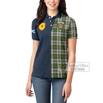 Hay White Dress Tartan Women's Polo Shirt Alba with Scottish Lion Royal Arm Half Style