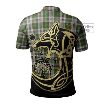 Hay White Dress Tartan Polo Shirt with Family Crest Celtic Wolf Style