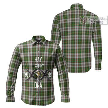 Hay White Dress Tartan Long Sleeve Button Shirt with Family Crest DNA In Me Style