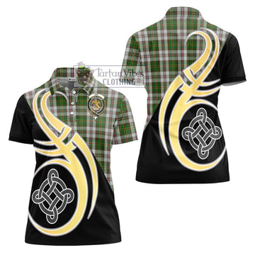 Hay White Dress Tartan Women's Polo Shirt with Family Crest and Celtic Symbol Style