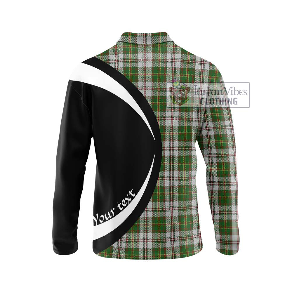 Hay White Dress Tartan Long Sleeve Polo Shirt with Family Crest Circle Style - Tartan Vibes Clothing