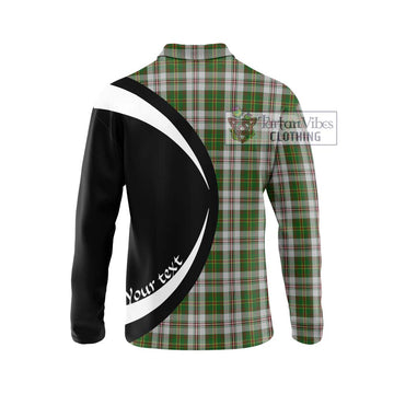 Hay White Dress Tartan Long Sleeve Polo Shirt with Family Crest Circle Style