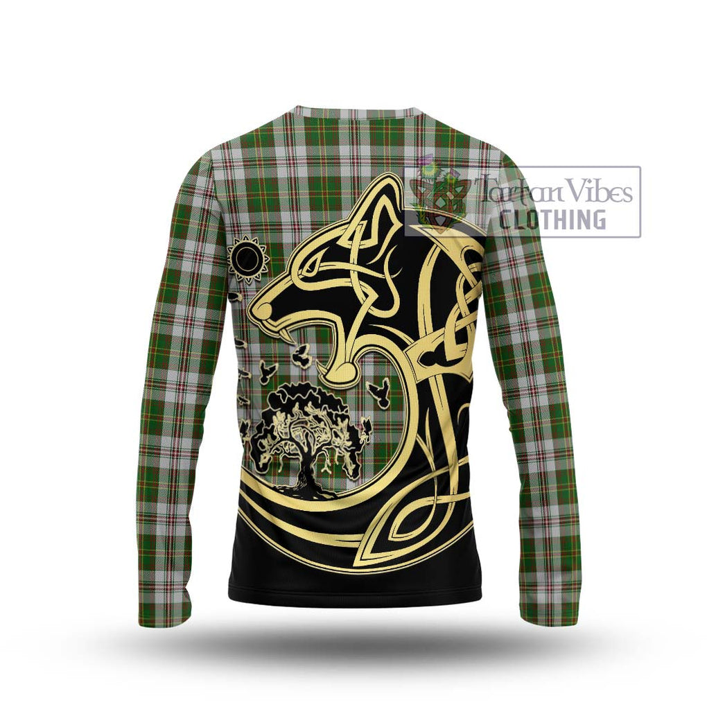 Hay White Dress Tartan Long Sleeve T-Shirt with Family Crest Celtic Wolf Style - Tartan Vibes Clothing