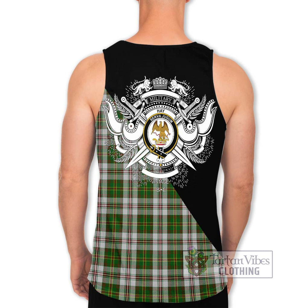 Hay White Dress Tartan Men's Tank Top with Family Crest and Military Logo Style - Tartanvibesclothing Shop