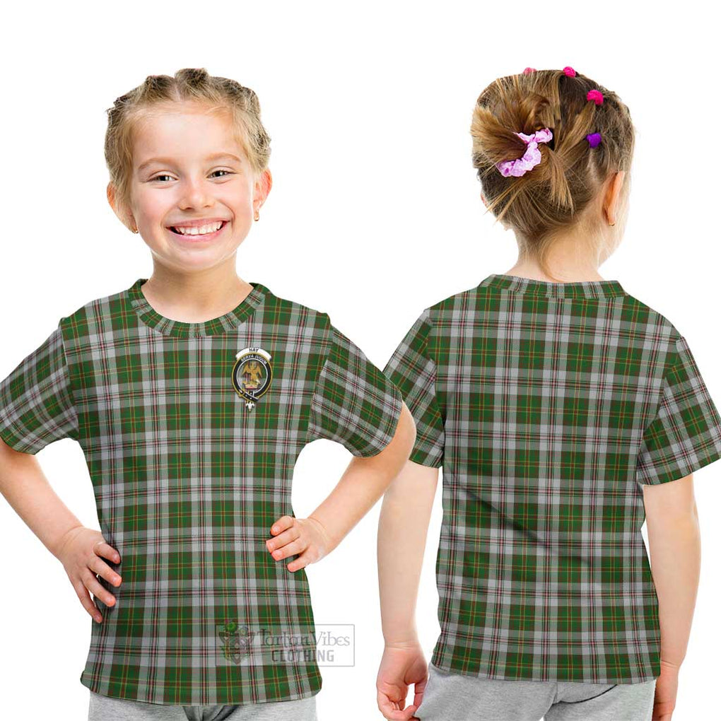 Hay White Dress Tartan Kid T-Shirt with Family Crest - Tartanvibesclothing Shop