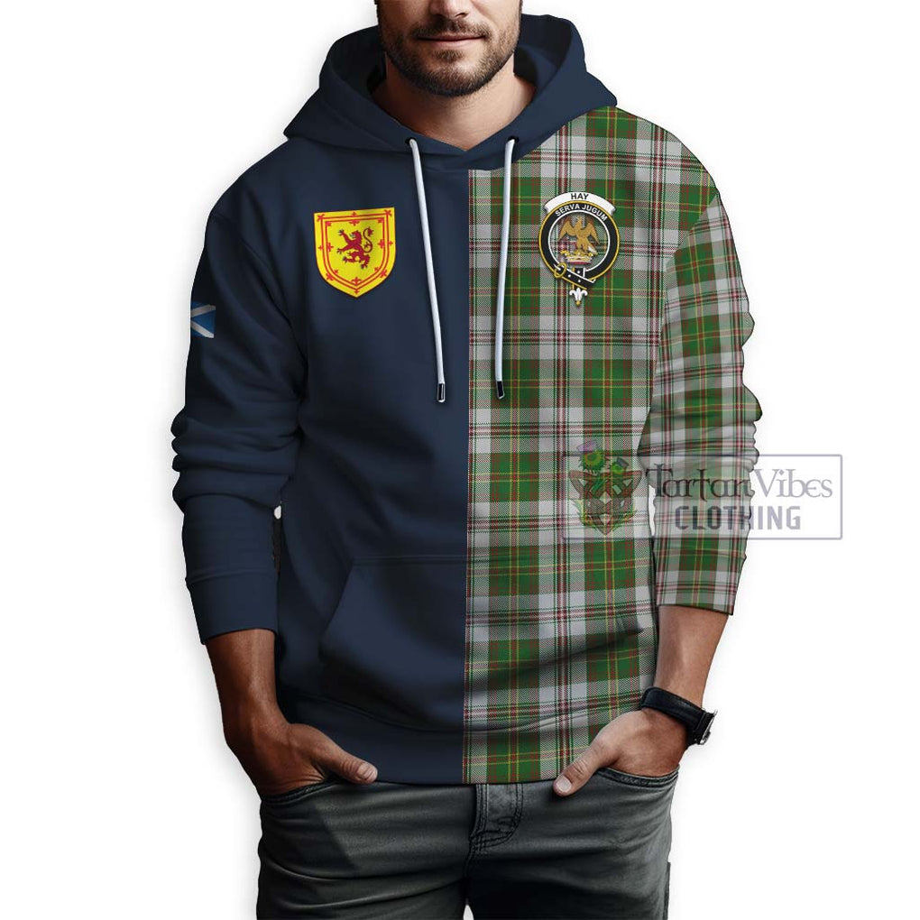 Tartan Vibes Clothing Hay White Dress Tartan Hoodie with Scottish Lion Royal Arm Half Style