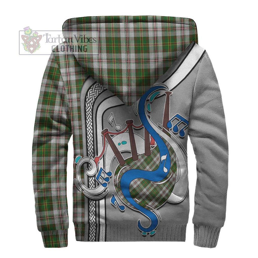 Hay White Dress Tartan Sherpa Hoodie with Epic Bagpipe Style - Tartanvibesclothing Shop