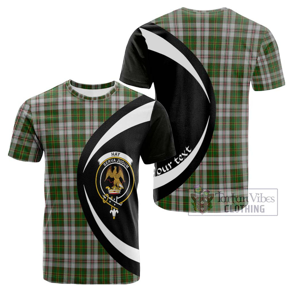 Tartan Vibes Clothing Hay White Dress Tartan Cotton T-shirt with Family Crest Circle Style