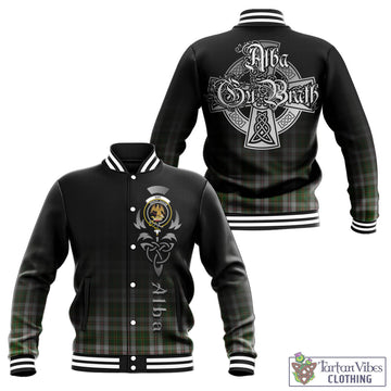 Hay White Dress Tartan Baseball Jacket Featuring Alba Gu Brath Family Crest Celtic Inspired