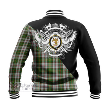 Hay White Dress Tartan Baseball Jacket with Family Crest and Military Logo Style