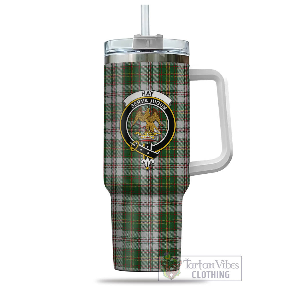 Tartan Vibes Clothing Hay White Dress Tartan and Family Crest Tumbler with Handle