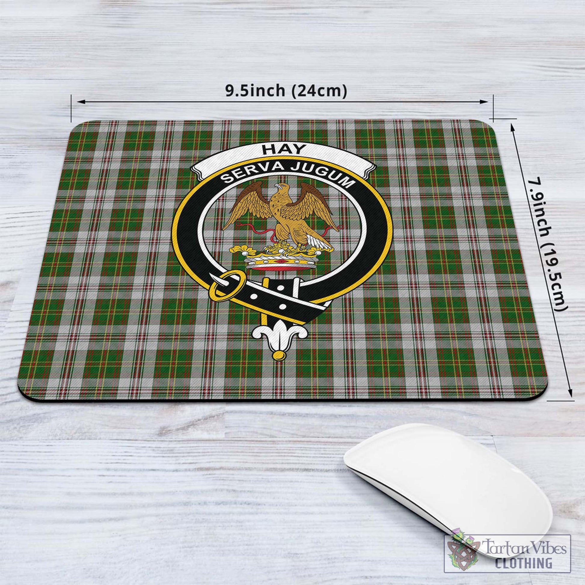 Tartan Vibes Clothing Hay White Dress Tartan Mouse Pad with Family Crest