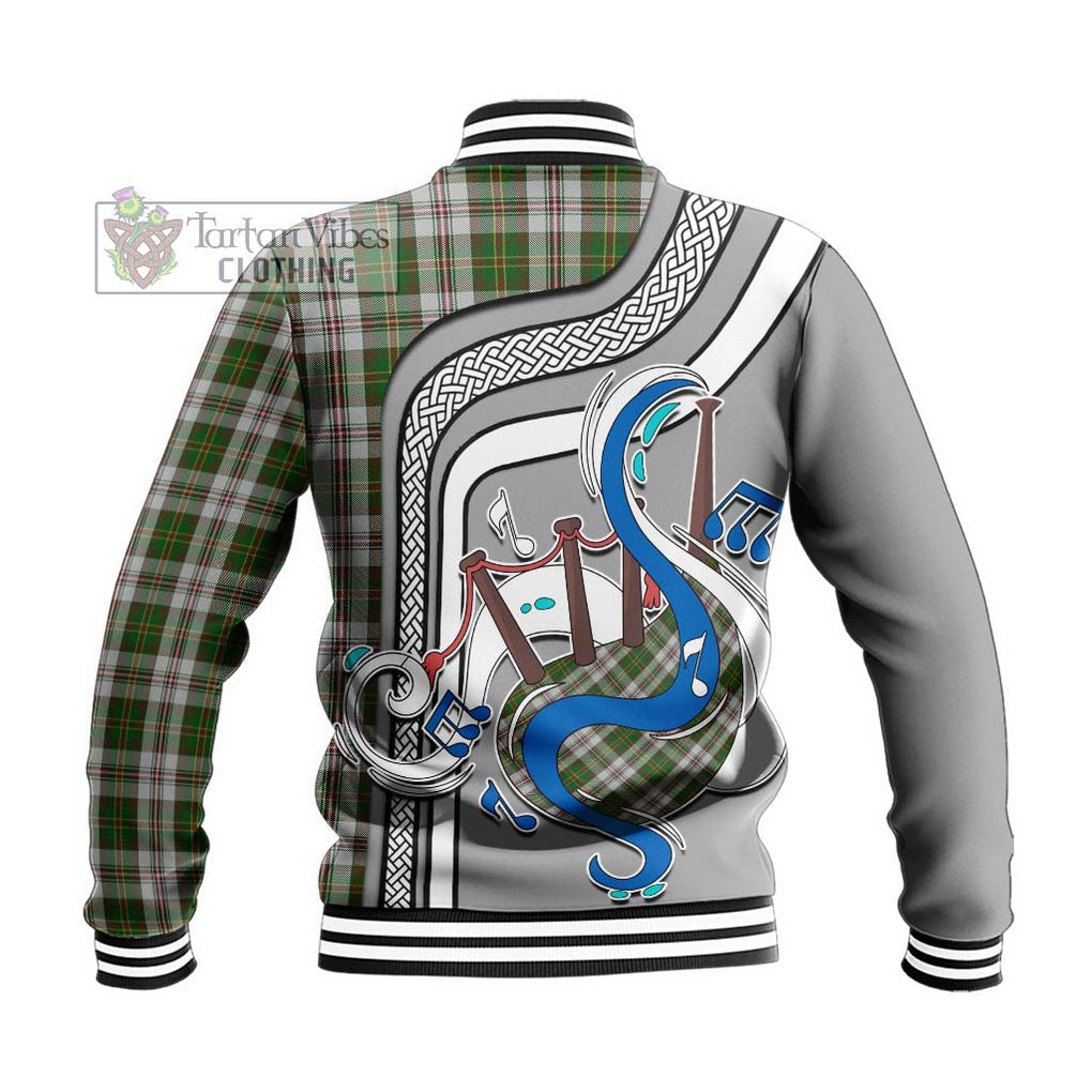 Tartan Vibes Clothing Hay White Dress Tartan Baseball Jacket with Epic Bagpipe Style