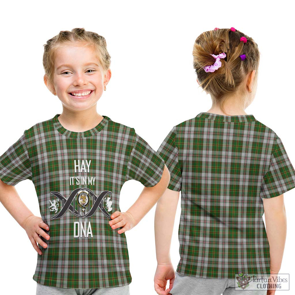 Hay White Dress Tartan Kid T-Shirt with Family Crest DNA In Me Style - Tartanvibesclothing Shop