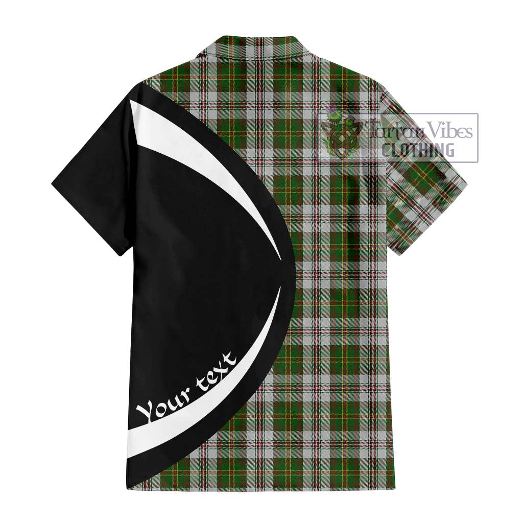 Hay White Dress Tartan Short Sleeve Button Up with Family Crest Circle Style - Tartan Vibes Clothing