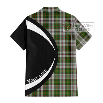 Hay White Dress Tartan Short Sleeve Button Up with Family Crest Circle Style