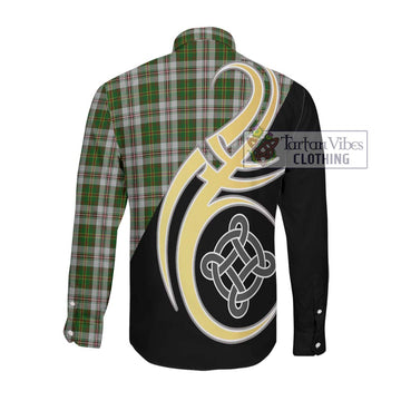 Hay White Dress Tartan Long Sleeve Button Shirt with Family Crest and Celtic Symbol Style