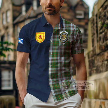 Hay White Dress Tartan Short Sleeve Button Shirt Alba with Scottish Lion Royal Arm Half Style