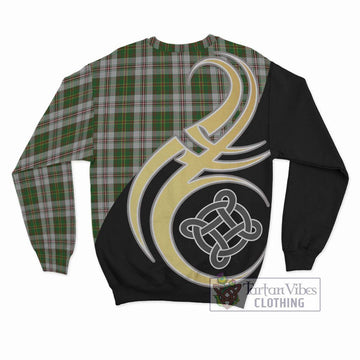 Hay White Dress Tartan Sweatshirt with Family Crest and Celtic Symbol Style