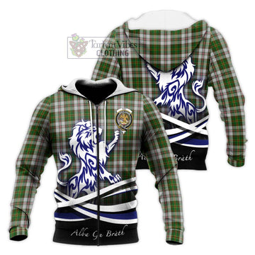 Hay White Dress Tartan Knitted Hoodie with Alba Gu Brath Regal Lion Emblem