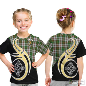 Hay White Dress Tartan Kid T-Shirt with Family Crest and Celtic Symbol Style