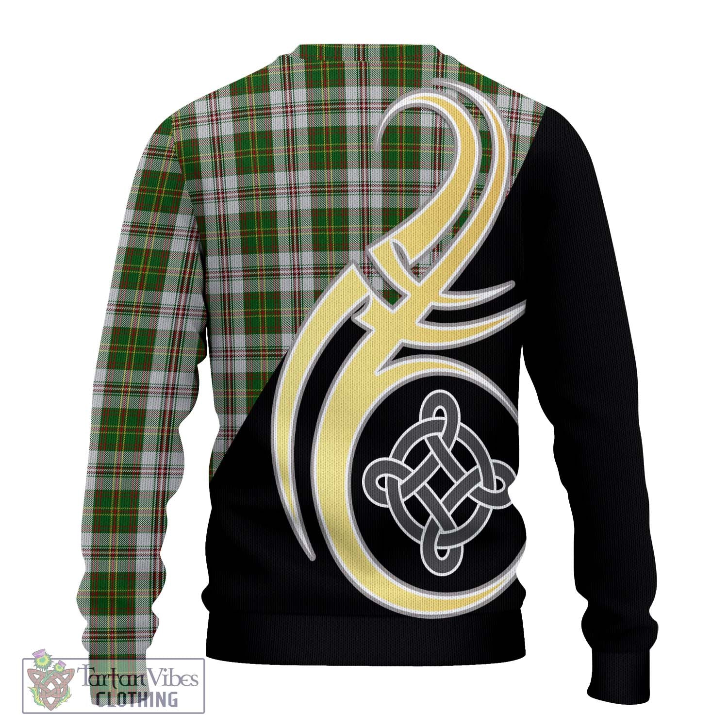 Hay White Dress Tartan Knitted Sweater with Family Crest and Celtic Symbol Style - Tartan Vibes Clothing