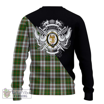 Hay White Dress Tartan Ugly Sweater with Family Crest and Military Logo Style