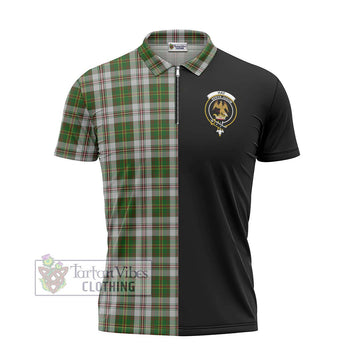 Hay White Dress Tartan Zipper Polo Shirt with Family Crest and Half Of Me Style