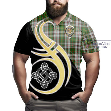 Hay White Dress Tartan Polo Shirt with Family Crest and Celtic Symbol Style