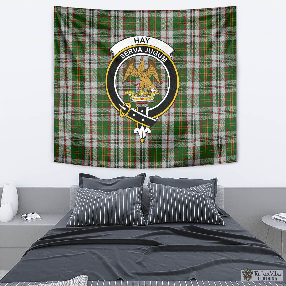 Tartan Vibes Clothing Hay White Dress Tartan Tapestry Wall Hanging and Home Decor for Room with Family Crest