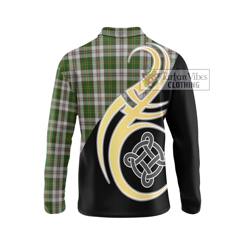 Hay White Dress Tartan Long Sleeve Polo Shirt with Family Crest and Celtic Symbol Style - Tartan Vibes Clothing