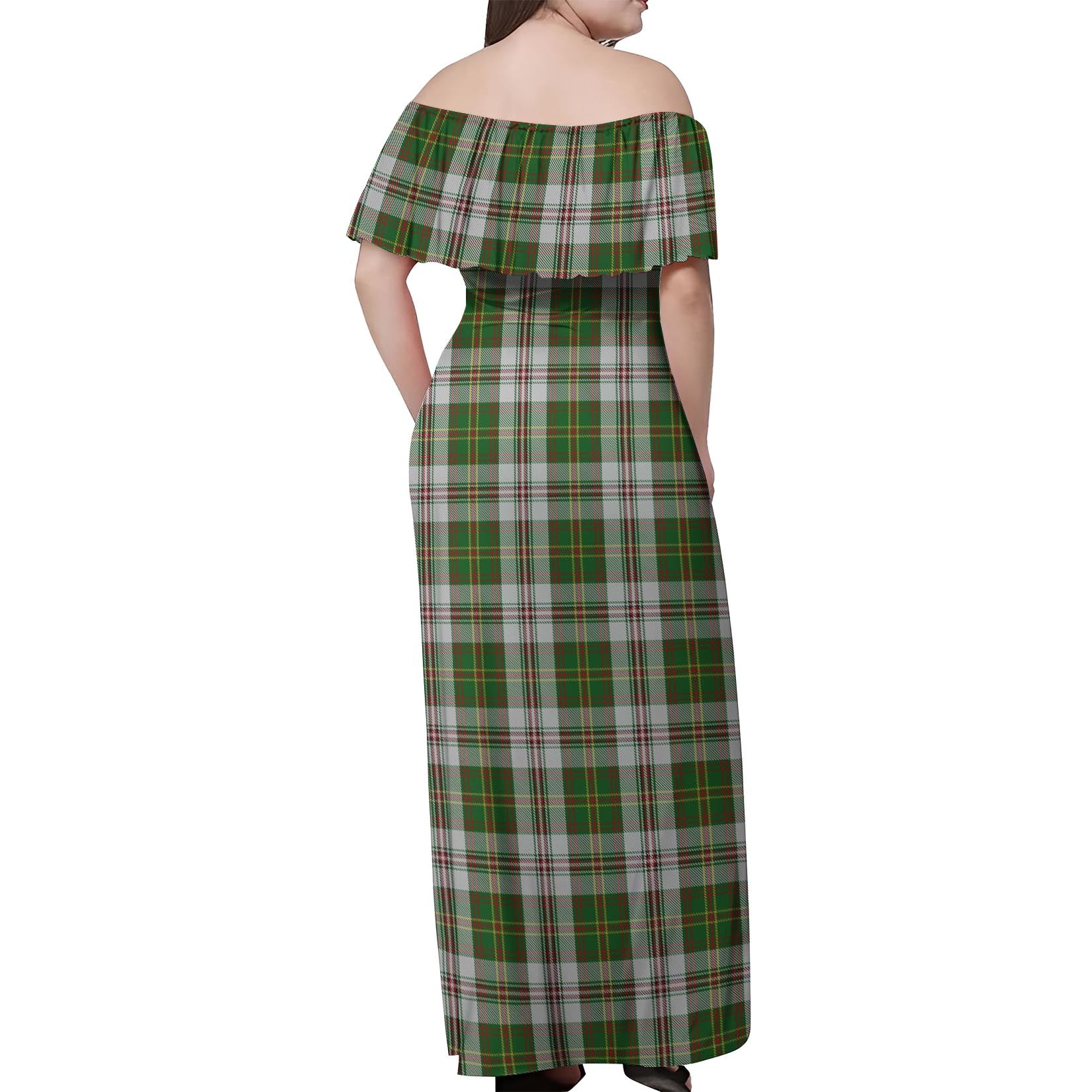 Hay White Dress Tartan Off Shoulder Long Dress - Tartanvibesclothing