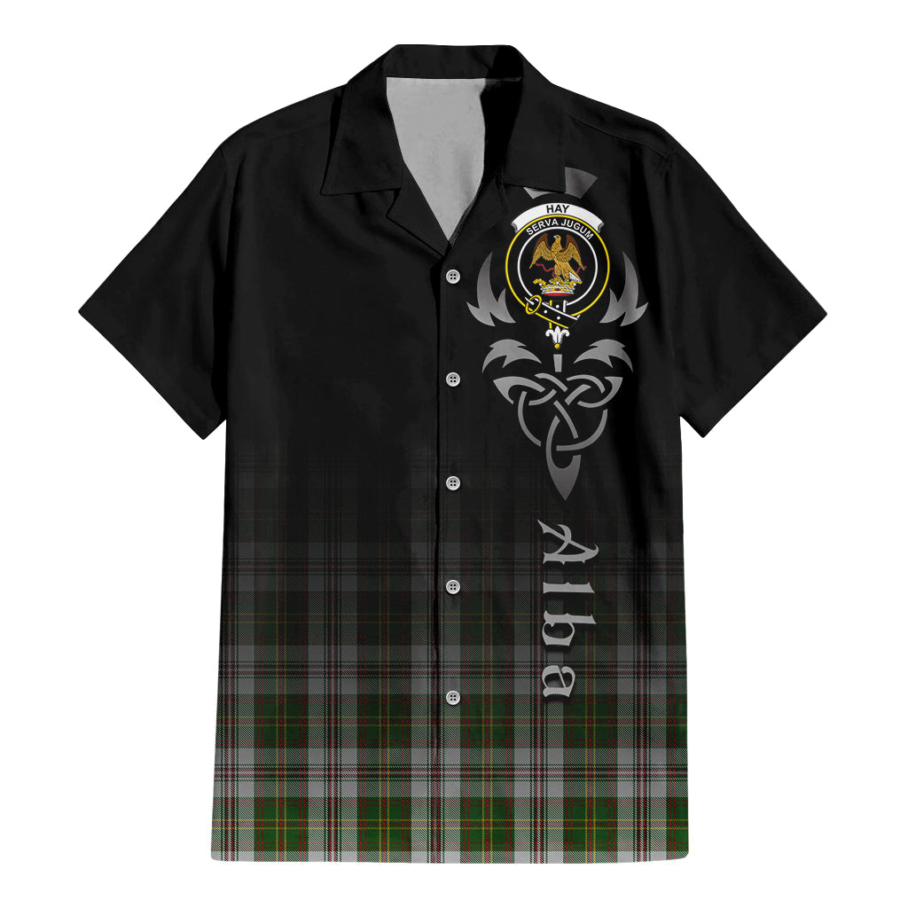 Tartan Vibes Clothing Hay White Dress Tartan Short Sleeve Button Up Featuring Alba Gu Brath Family Crest Celtic Inspired