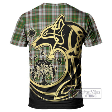 Hay White Dress Tartan T-Shirt with Family Crest Celtic Wolf Style