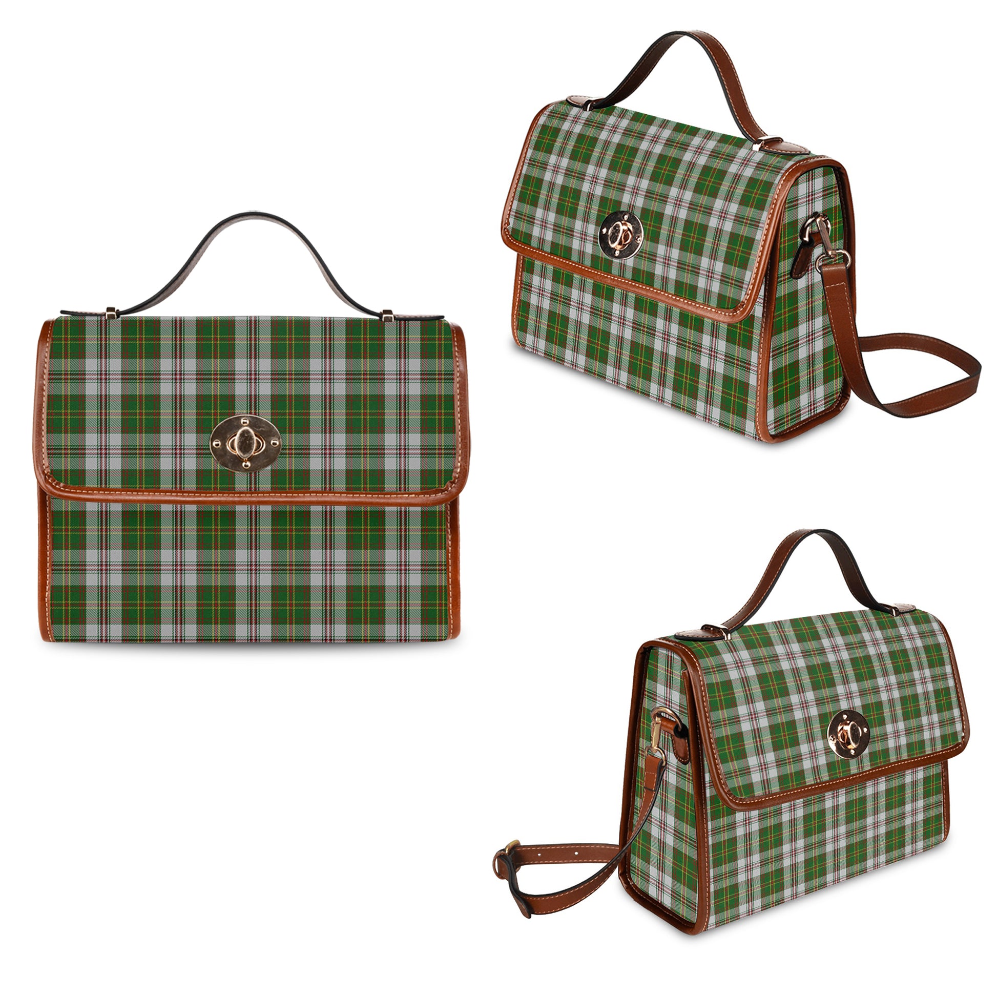 hay-white-dress-tartan-leather-strap-waterproof-canvas-bag