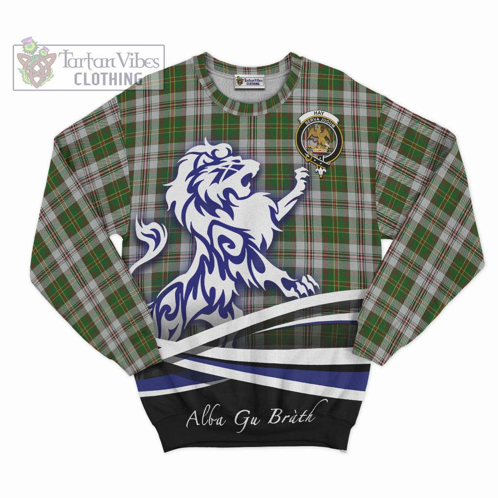 Hay White Dress Tartan Sweatshirt with Alba Gu Brath Regal Lion Emblem - Tartanvibesclothing Shop