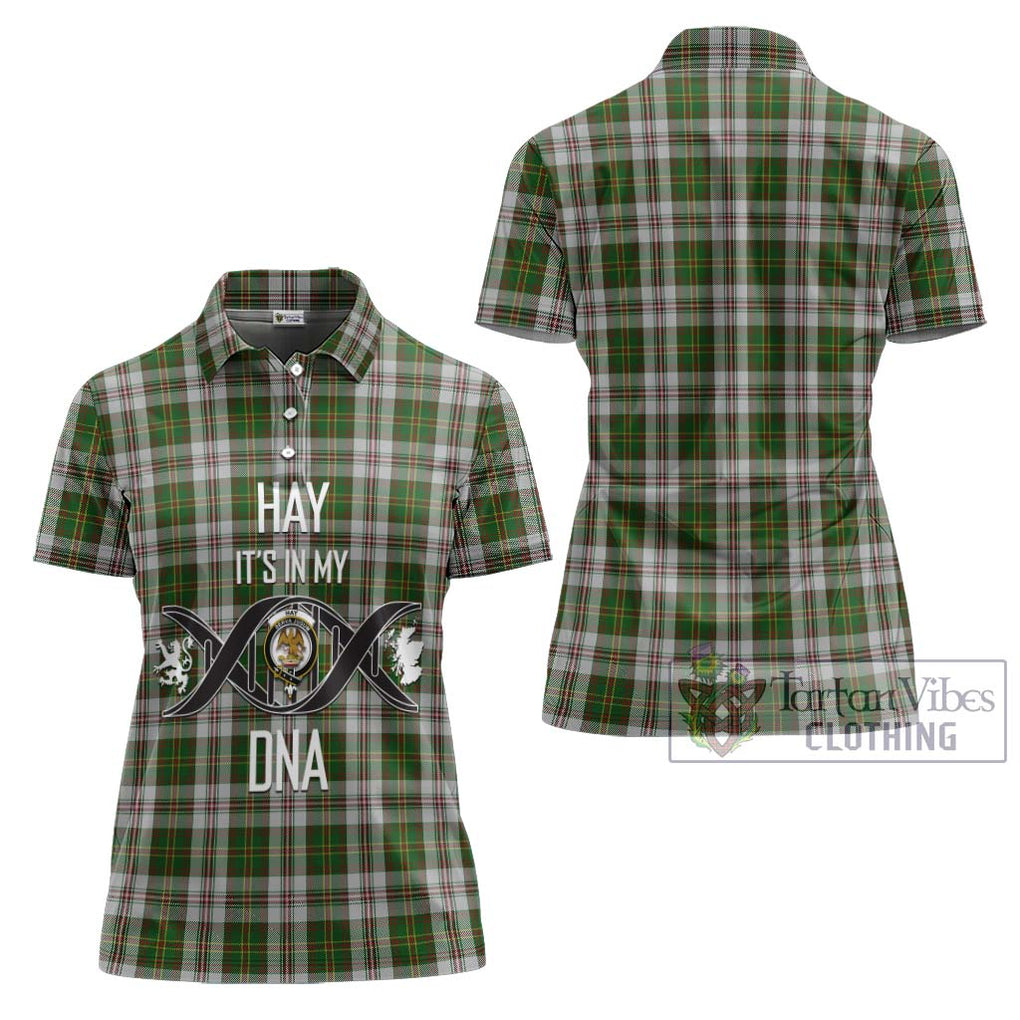 Hay White Dress Tartan Women's Polo Shirt with Family Crest DNA In Me Style - Tartanvibesclothing Shop