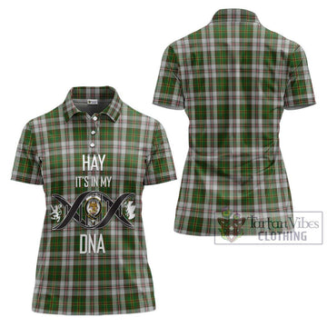 Hay White Dress Tartan Women's Polo Shirt with Family Crest DNA In Me Style