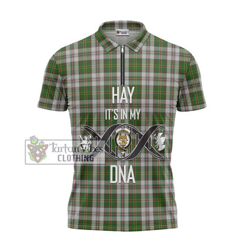 Hay White Dress Tartan Zipper Polo Shirt with Family Crest DNA In Me Style