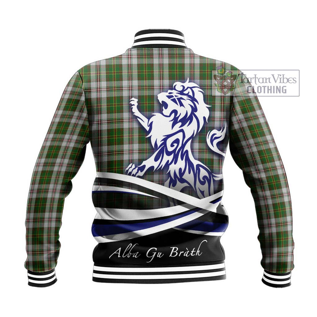 Hay White Dress Tartan Baseball Jacket with Alba Gu Brath Regal Lion Emblem - Tartanvibesclothing Shop