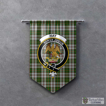 Hay White Dress Tartan Gonfalon, Tartan Banner with Family Crest