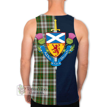 Hay White Dress Tartan Men's Tank Top Alba with Scottish Lion Royal Arm Half Style