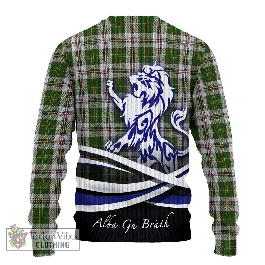 Hay White Dress Tartan Knitted Sweater with Alba Gu Brath Regal Lion Emblem - Tartanvibesclothing Shop