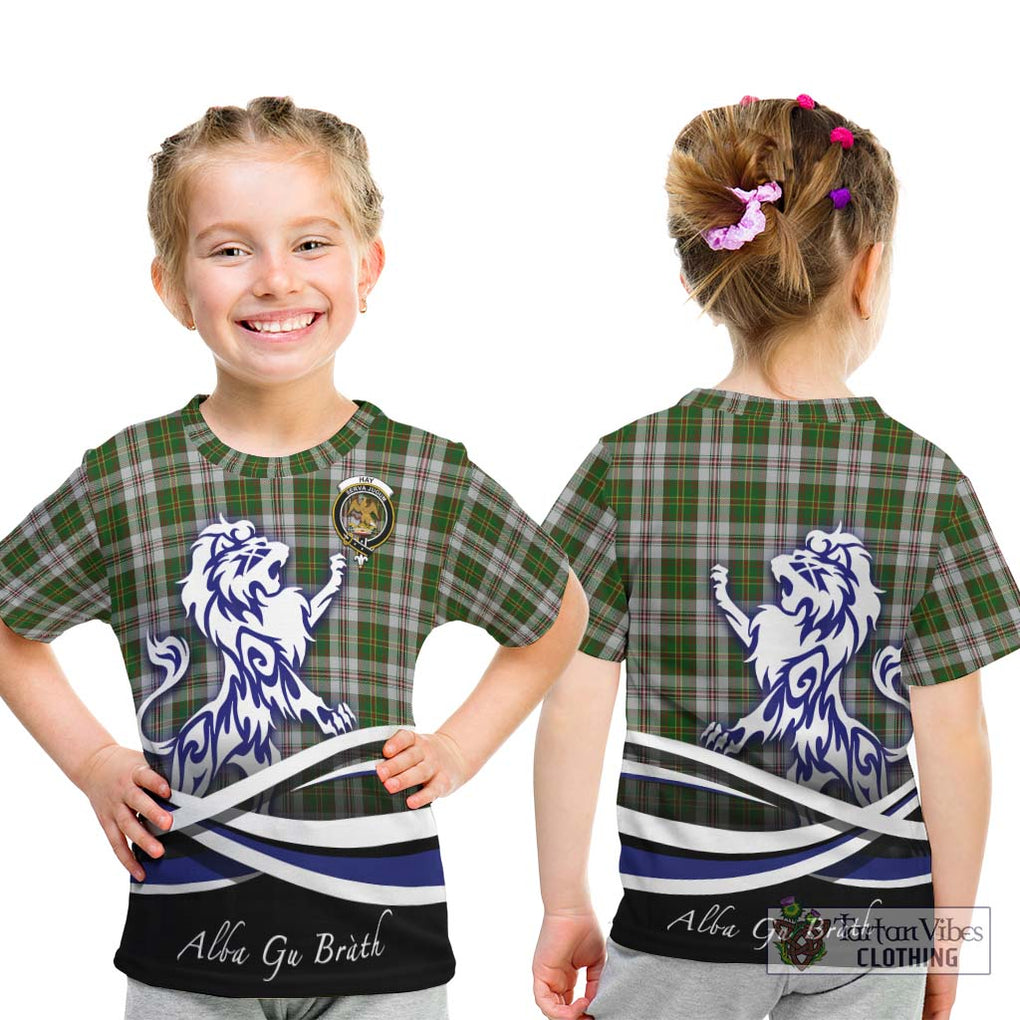 Hay White Dress Tartan Kid T-Shirt with Alba Gu Brath Regal Lion Emblem - Tartanvibesclothing Shop