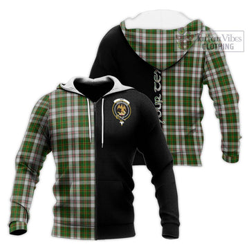 Hay White Dress Tartan Knitted Hoodie with Family Crest and Half Of Me Style