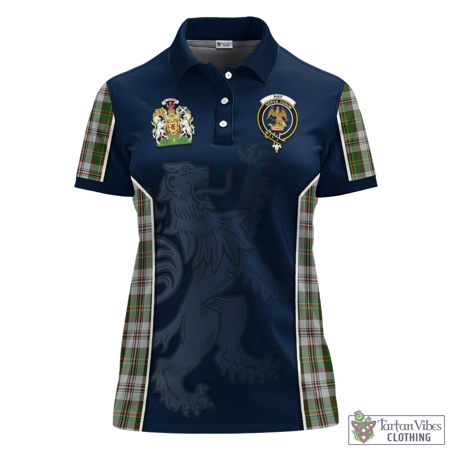 Hay White Dress Tartan Women's Polo Shirt with Family Crest and Lion Rampant Vibes Sport Style - Tartan Vibes Clothing