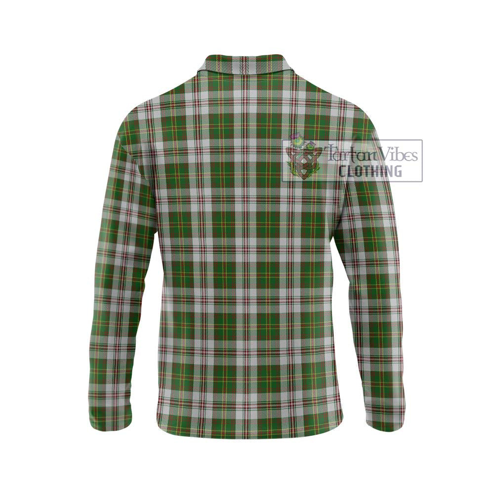 Hay White Dress Tartan Long Sleeve Polo Shirt with Family Crest DNA In Me Style - Tartanvibesclothing Shop