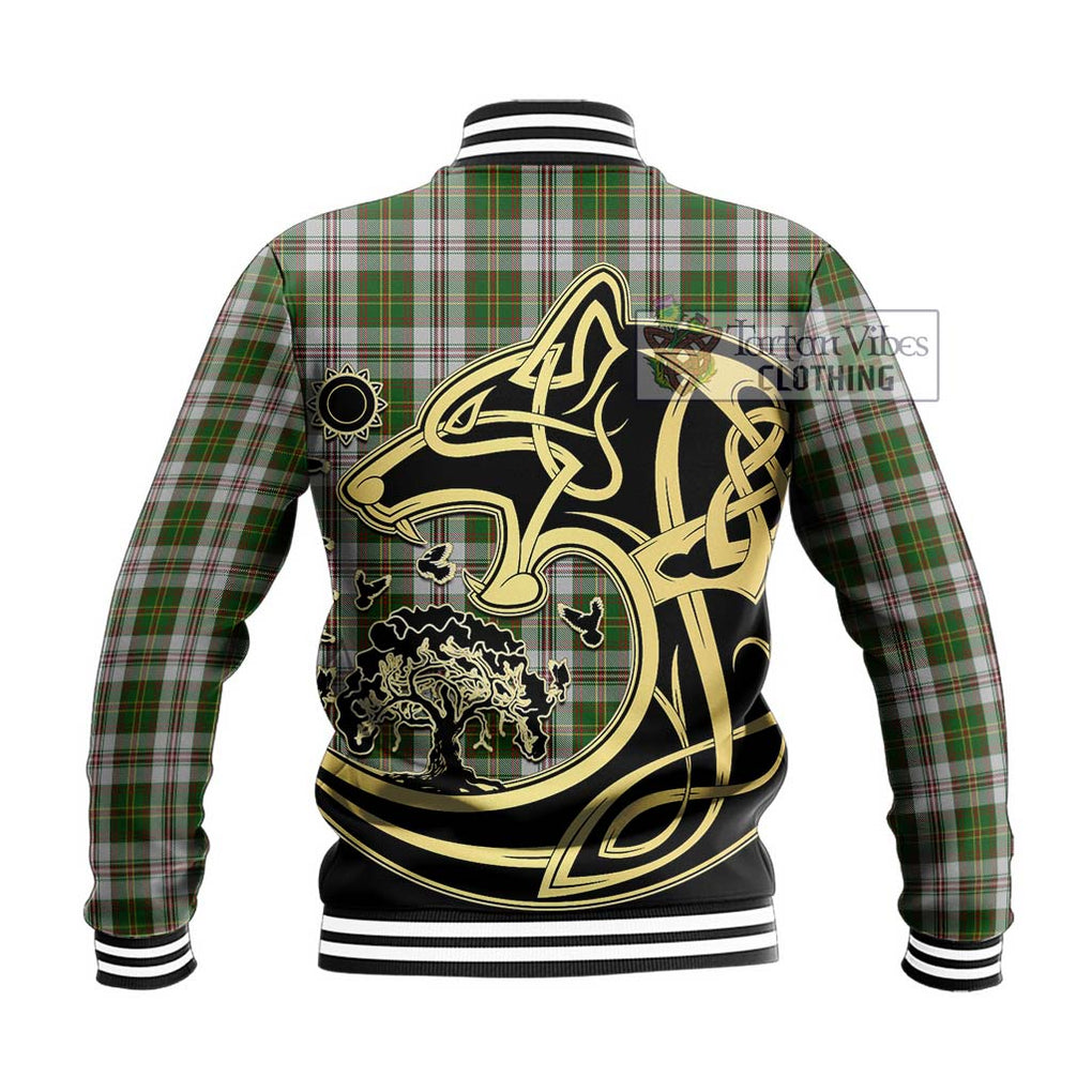 Hay White Dress Tartan Baseball Jacket with Family Crest Celtic Wolf Style - Tartan Vibes Clothing