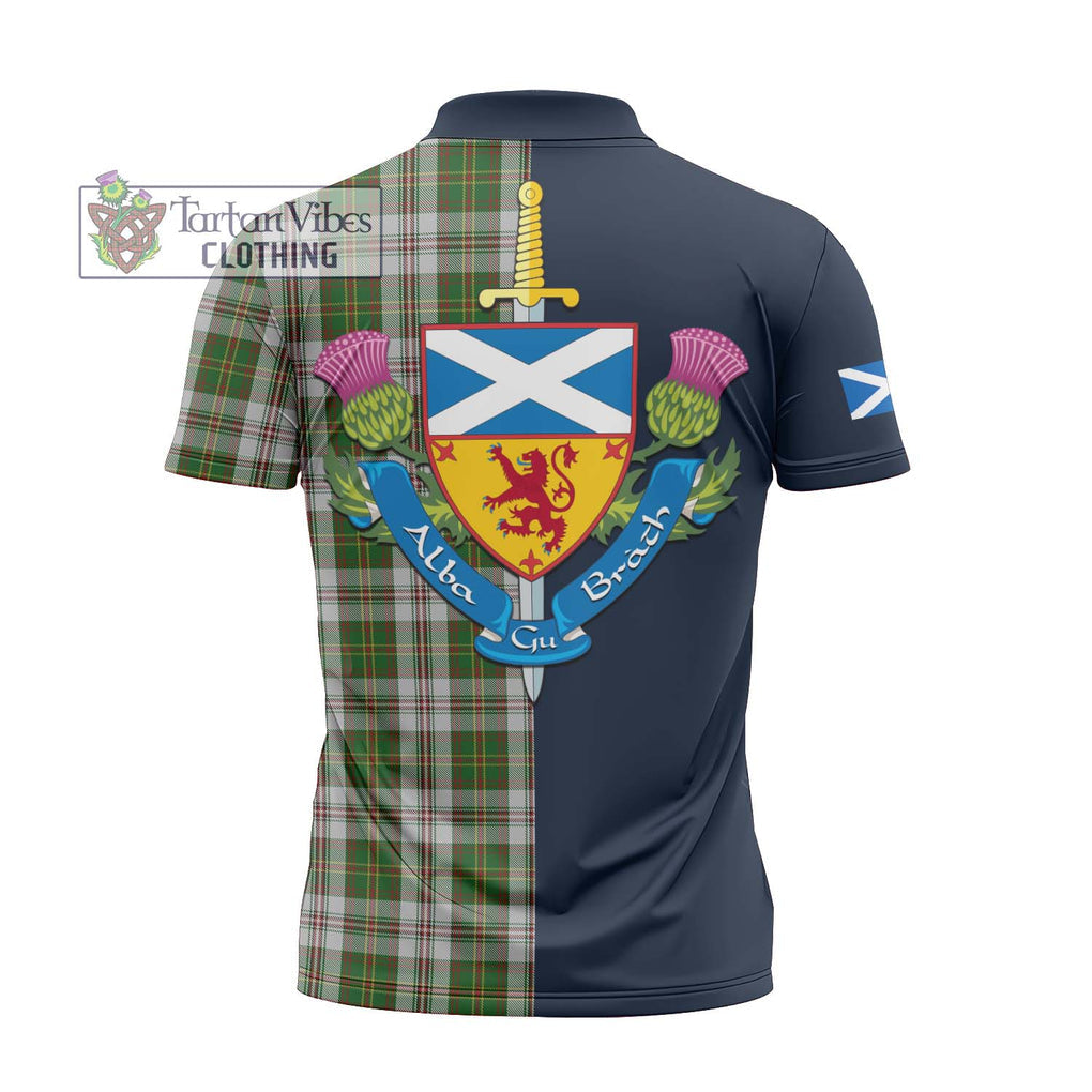 Tartan Vibes Clothing Hay White Dress Tartan Zipper Polo Shirt with Scottish Lion Royal Arm Half Style